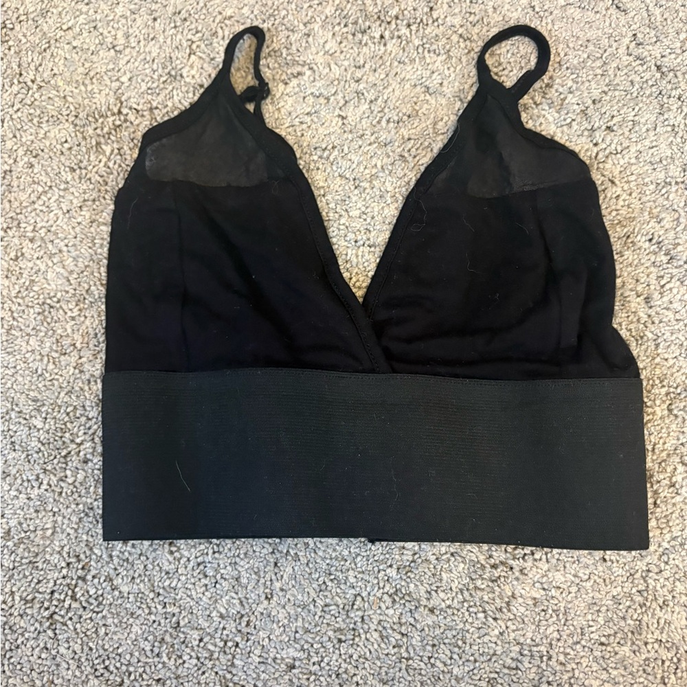 ASOS Black Women's Bralette Crop Top with Mesh Panels